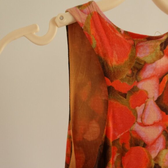 McQ by Alexander McQueen Orange Printed Lyocell Knit Racerback Ruched Dress S - Picture 8 of 16